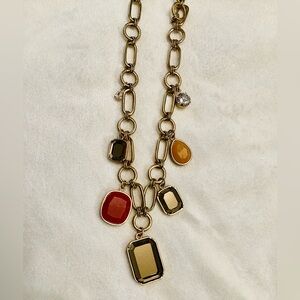 Lia Sophia Gold Tone Multicolor Charm Necklace
